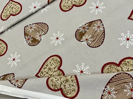 100% BAVLNA STOF FRANCÚZSKO / SRDIEČKA /ZIMA