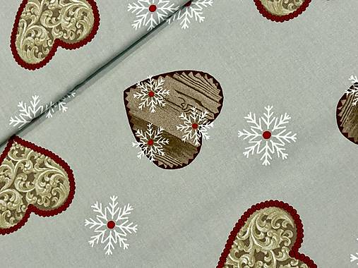 100% BAVLNA STOF FRANCÚZSKO / SRDIEČKA /ZIMA