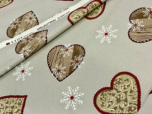 100% BAVLNA STOF FRANCÚZSKO / SRDIEČKA /ZIMA