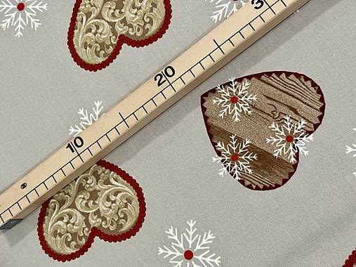 100% BAVLNA STOF FRANCÚZSKO / SRDIEČKA /ZIMA