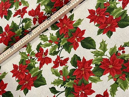 BAVLNA DEKOR / ČERVENÁ VIANOČNÁ RUŽA