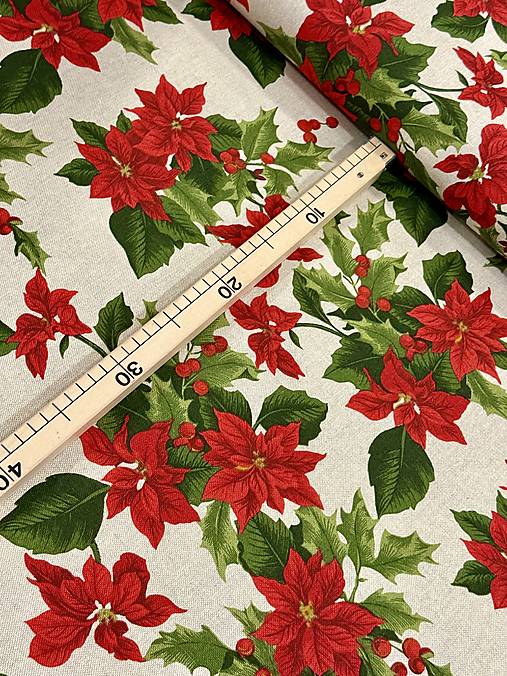 BAVLNA DEKOR / ČERVENÁ VIANOČNÁ RUŽA