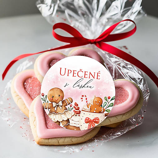 Vianočná okrúhla nálepka na koláče, Vianoce  (perníček)