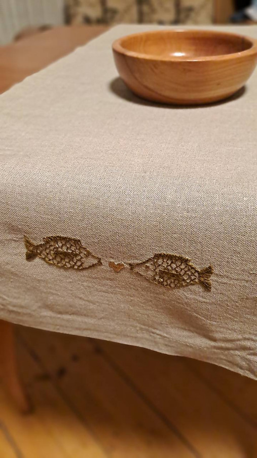 Úžitkový textil - Ľanový vyšívaný behún - 17902857_