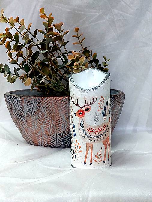 Sviečky - plastová led sviečka jelenček - 17902494_