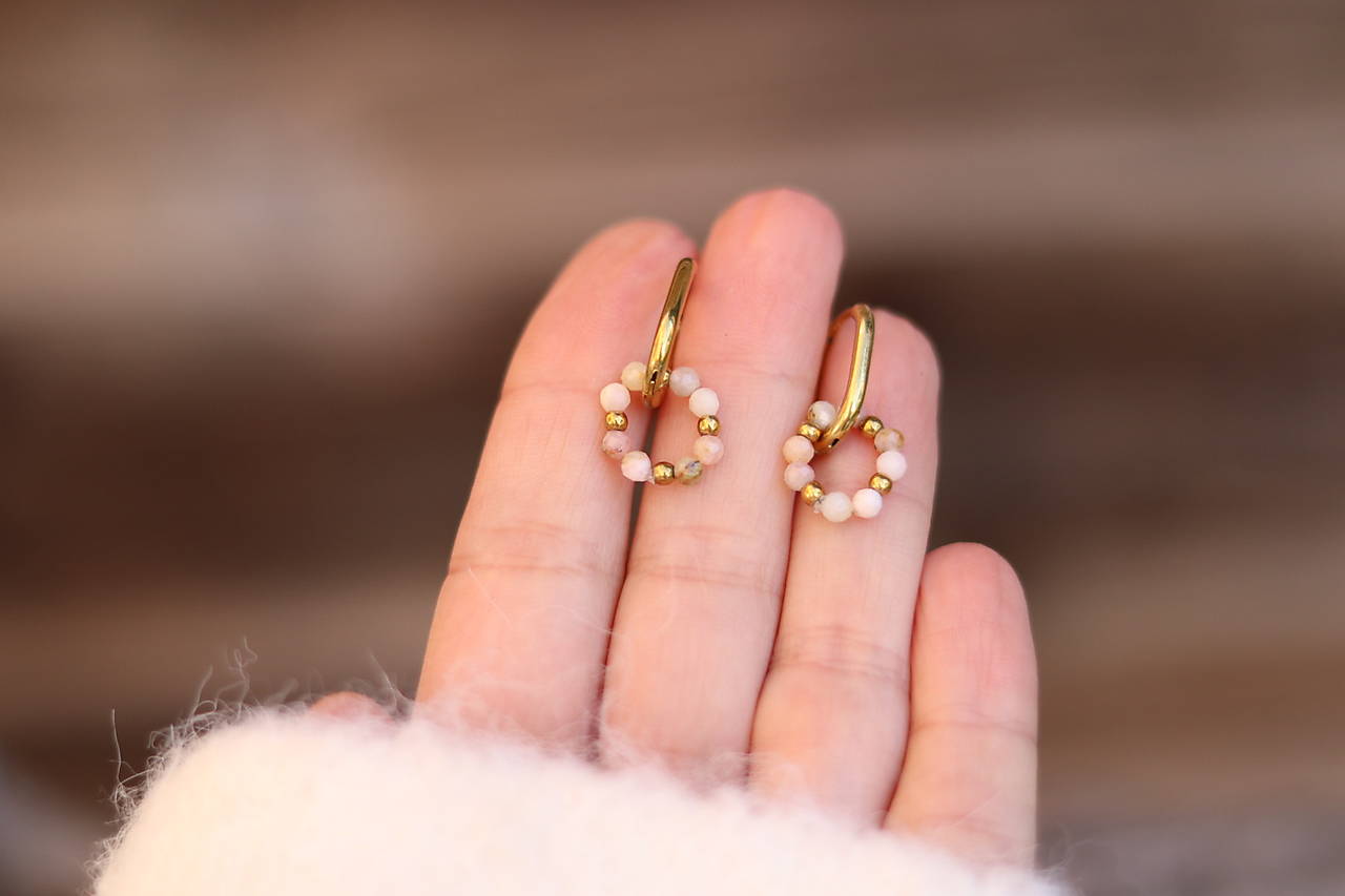 Náušnice ružový opál