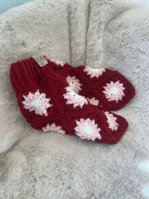 Ponožky / papuče pre dospelých (Červené - 63PSaM)