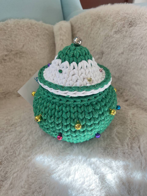 Háčkovaný vianočný košík  (Stromček - 58KPZ)