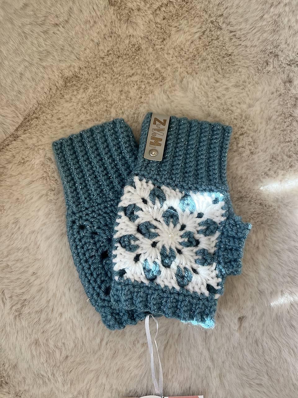 Dámske bezprstové rukavice  (Bielo-modra - 61RBaM)