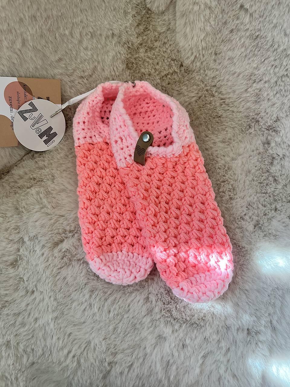 Ponožky / papuče pre dospelých (Clenkove -  ruzove - 62PCbM)