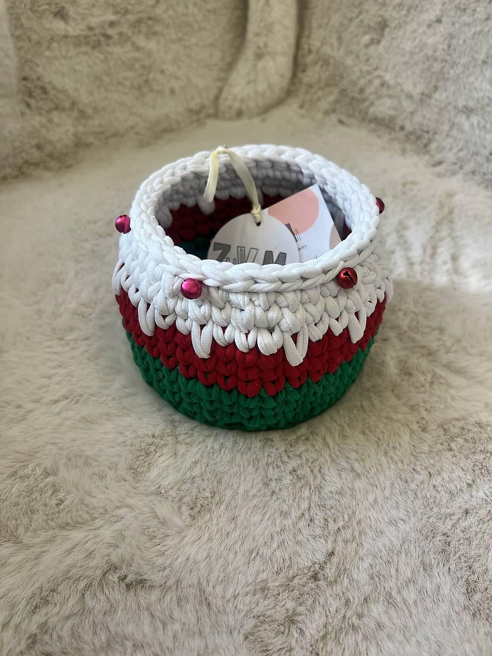 Háčkovaný vianočný košík  (Rolničky M - 53KZ)
