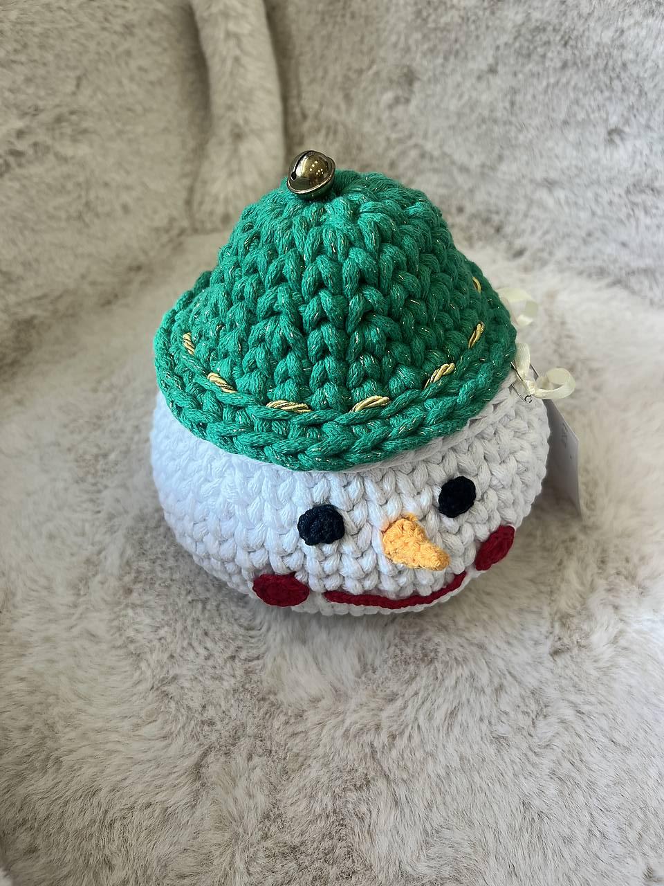 Háčkovaný vianočný košík  (Snehuliačik - 57KPz)