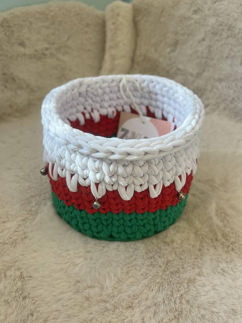Háčkovaný vianočný košík  (Rolničky L - 60KPZ)