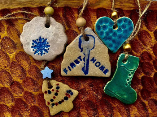 Dekorácie - Sada keramických vianočných ozdôb - 17901657_