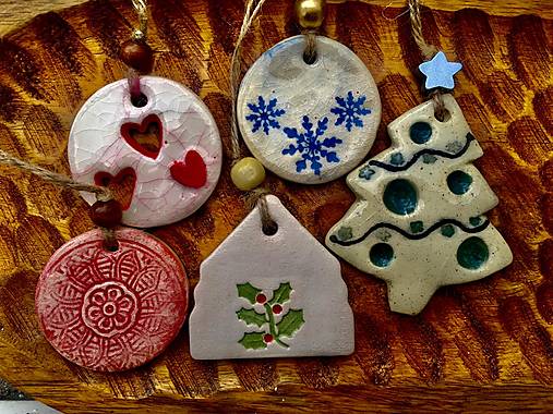 Dekorácie - Sada keramických vianočných ozdôb - 17901658_