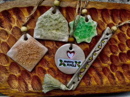 Dekorácie - Sada keramických vianočných ozdôb - 17901665_