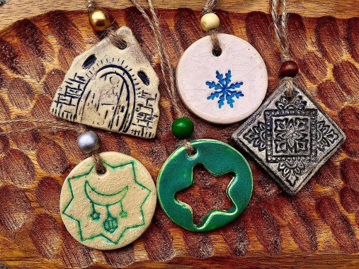 Dekorácie - Sada keramických vianočných ozdôb - 17901671_