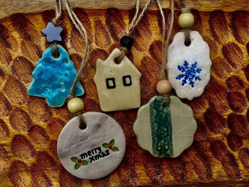 Dekorácie - Sada keramických vianočných ozdôb - 17901681_