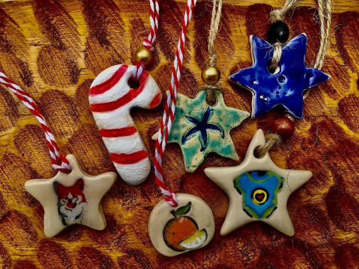 Dekorácie - Sada keramických vianočných ozdôb - 17901683_