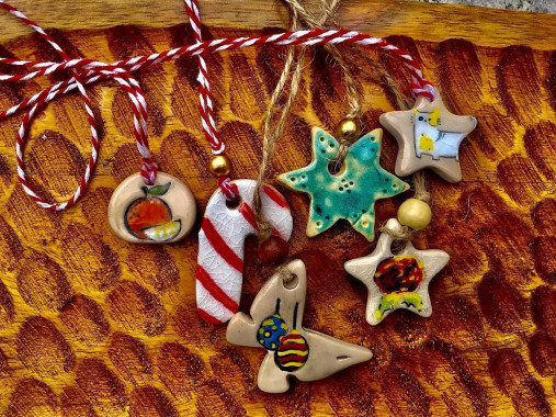 Dekorácie - Sada keramických vianočných ozdôb - 17901695_