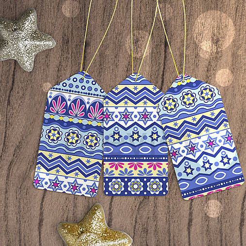 Úložné priestory & Organizácia - Vianočné menovky Horizontal ornament (hviezdičky) - 17901095_