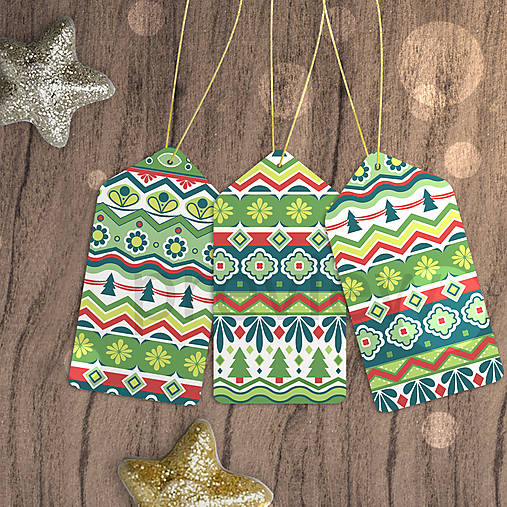 Úložné priestory & Organizácia - Vianočné menovky Horizontal ornament (stromčeky) - 17901097_