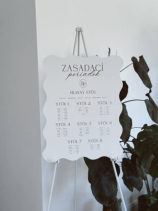 Papiernictvo - Zasadací poriadok svadobná tabuľa vlnky - 17903975_