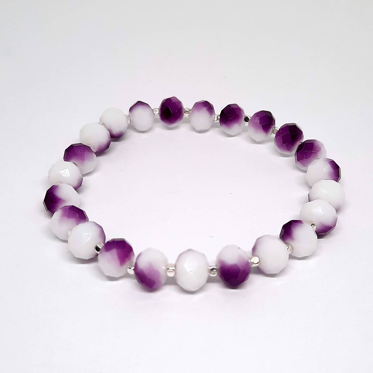 Náramok z brúsených korálok (fialová)