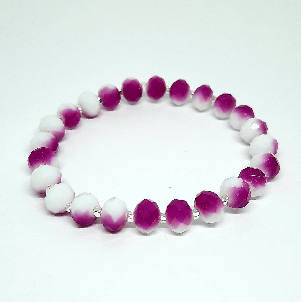 Náramok z brúsených korálok (fuchsia)