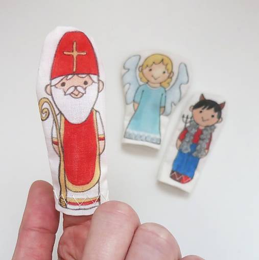 MINI pršteková maňuška - sada Mikuláš, anjelik a čertík