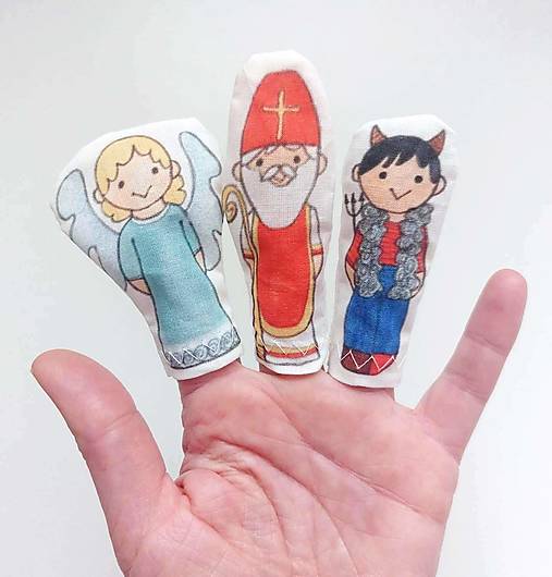 MINI pršteková maňuška - sada Mikuláš, anjelik a čertík