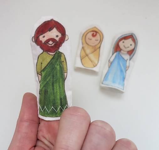 MINI pršteková maňuška - sada Betlehem - svätá rodinka