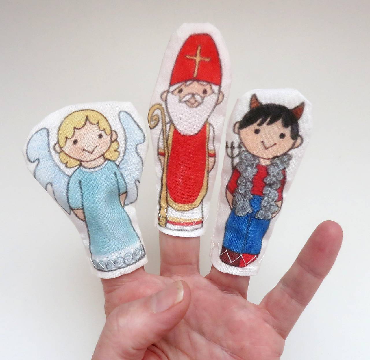 MINI pršteková maňuška - sada Mikuláš, anjelik a čertík