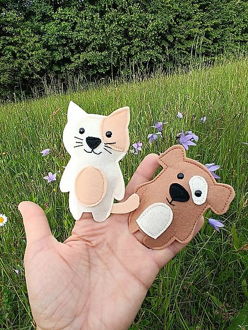 Hračky - Maňušky na prst - Psík a mačička (mačička) - 17905766_