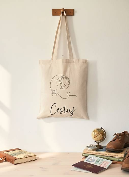 Nákupné tašky - •ručne maľovaná plátená taška - Cestuj!•  (b)) - 17903759_