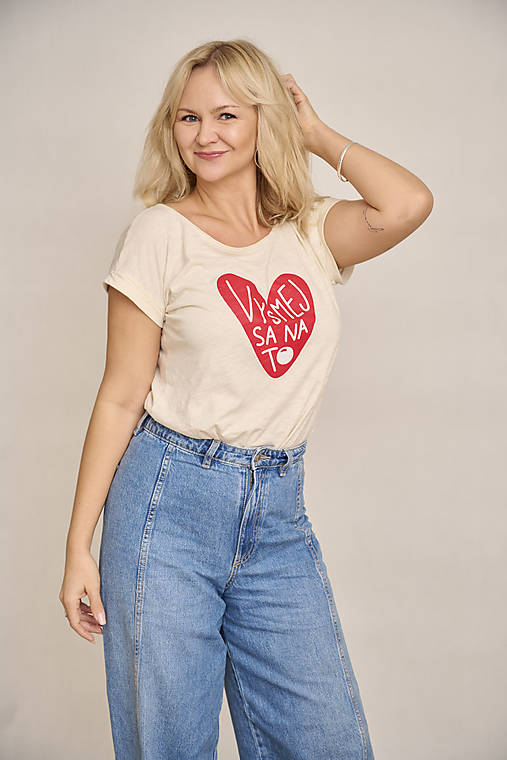 Dobrý obchod - Dámske Tričko Vysmej sa na to - srdce Natural raw- nová edícia - 17904746_