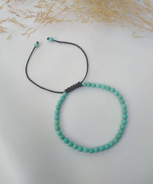 Náramky - Šnúrkový náramok s tyrkysom - 17906020_