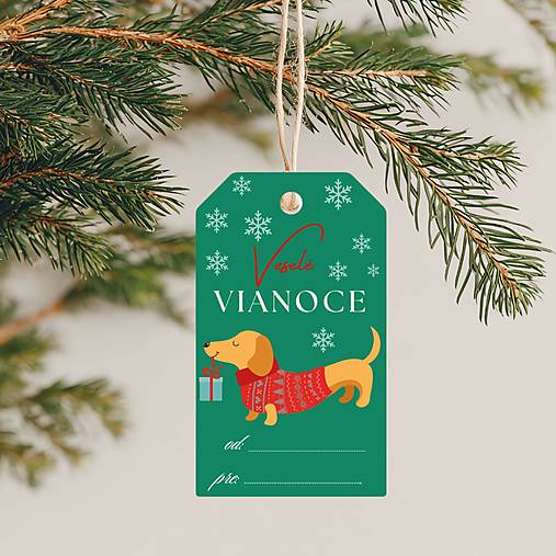 Úložné priestory & Organizácia - Vianočné menovky na darčeky, visačky, PDF psík, mačka - 17903470_