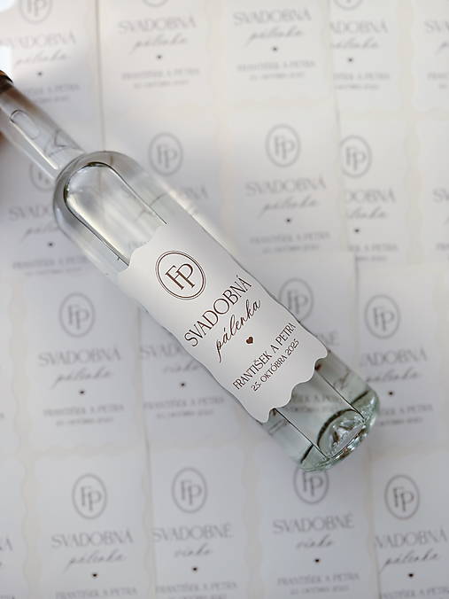 Úložné priestory & Organizácia - Nálepky na svadobnú pálenku 302 vlnky - 17906620_