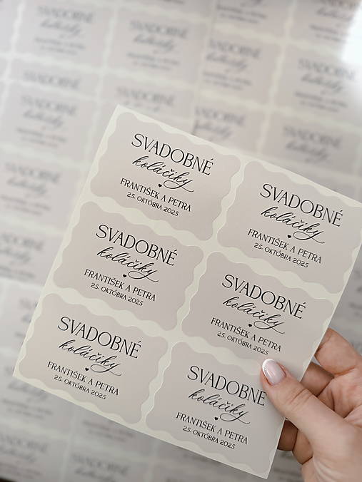 Úložné priestory & Organizácia - Nálepka Svadobné koláčiky vlnky - 17906644_