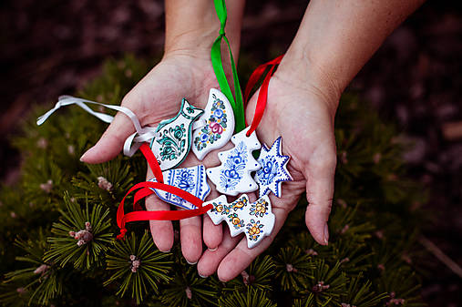 Dekorácie - Vianočné ozdoby s modrým dekorom - 17906767_