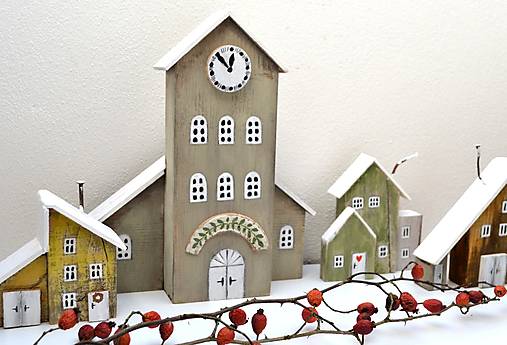 Dekorácie - Vianočná dekorácia - Zima na dedine - 17908618_