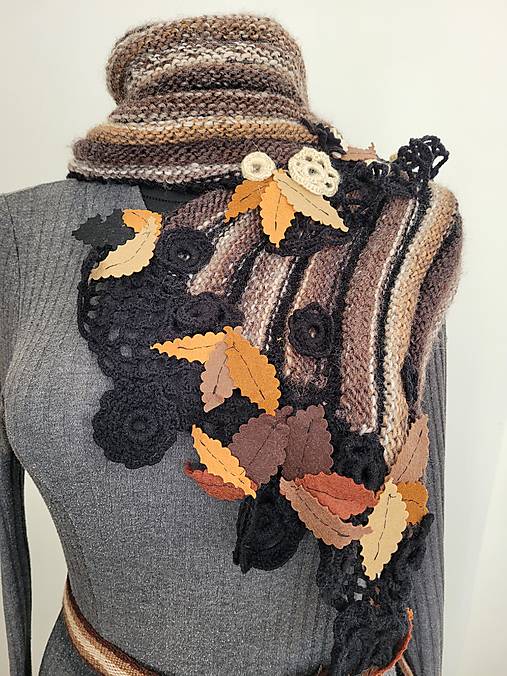 Šály a nákrčníky - šal listy - 17908811_