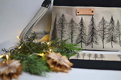 Kabelka malá (bavlna, ľan, koža) STROMY