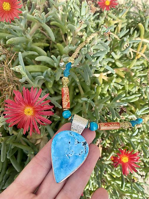 Náhrdelníky - Náhrdelník s tibetským Tyrkysom v striebre 925 - 17908643_