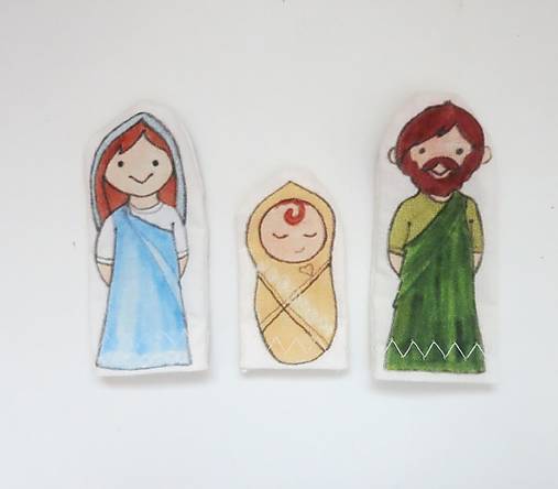 MINI pršteková maňuška - sada Betlehem - svätá rodinka a traja králi