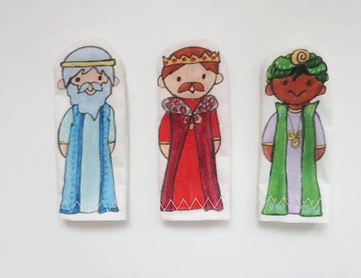 MINI pršteková maňuška - sada Betlehem - svätá rodinka a traja králi