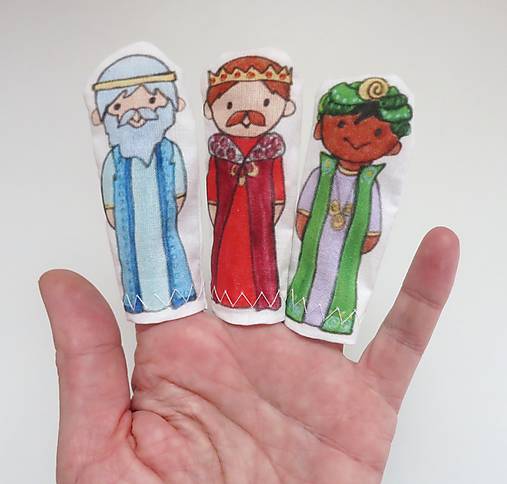 MINI pršteková maňuška - sada Betlehem - svätá rodinka a traja králi
