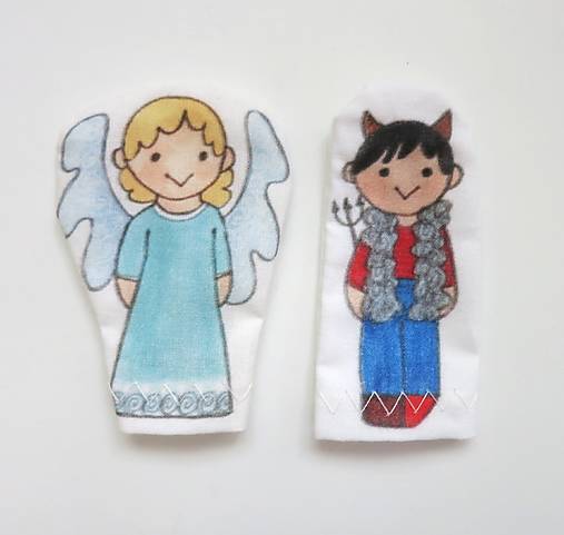 MINI pršteková maňuška - sada anjelik, čertík a Santa