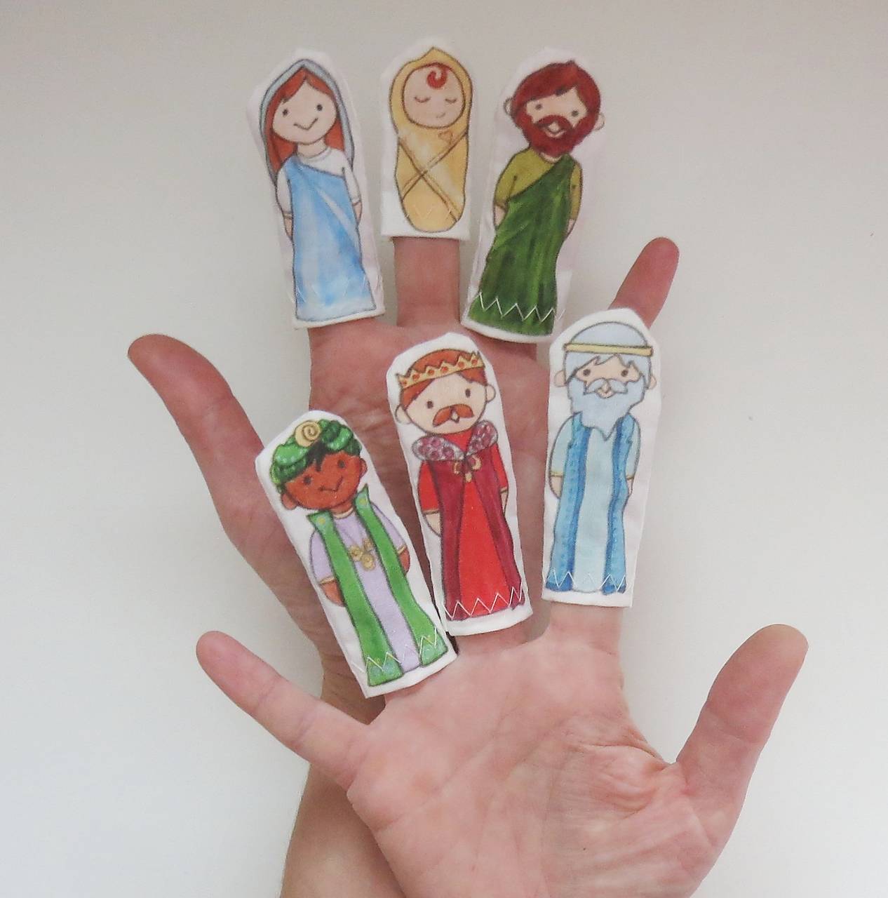 MINI pršteková maňuška - sada Betlehem - svätá rodinka a traja králi